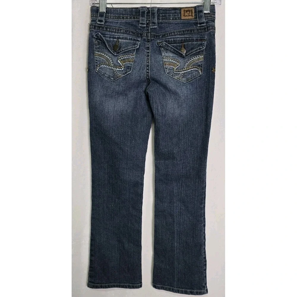 LEI Alexa Girls Denim Blue Jeans Size‎ 12 With Distressed Lowrise Slim Boot